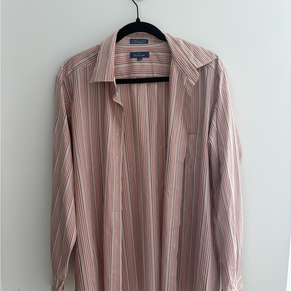 Facconable Pink & Red Stripe Dress Shirt